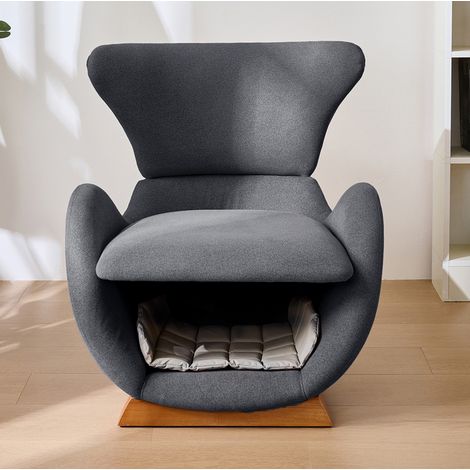 Sillón relax con cueva para mascotas de tela gris OKMYHOME (1/5)