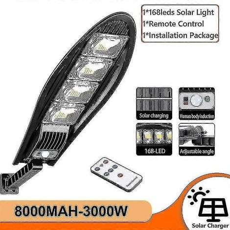 [LCS] Lampadaire solaire amélioré de 5000 W, batterie de 8000 mAh, LED étanche, angle réglable, applique murale de jardin, télécommande-AquaForge (1/5)