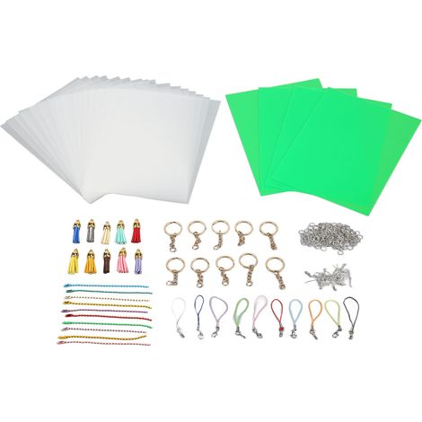Kit feuilles film rétractable DIY, plastique thermorétractable pour artisanat, création de porte-clés et boucles d'oreilles, accessoires créatifs (1/5)