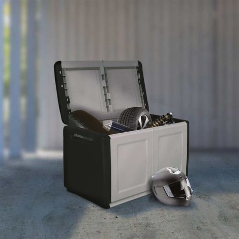 vidaXL Baúl de almacenaje jardín gris oscuro y negro 230 L 96x53x57 cm (1/4)