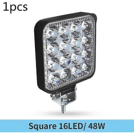 Barre lumineuse LED 48 W neuve, projecteur carré 16 pouces, éclairage de travail LED tout-terrain 12 V/24 V 27 W pour voiture, camion, 4x4, SUV, quad, 48 W (1 pièce) (1/5)