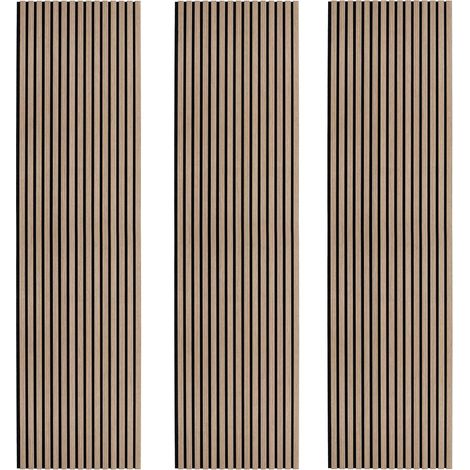 Acoustic Slat Wall Panels x 3 - Light Walnut