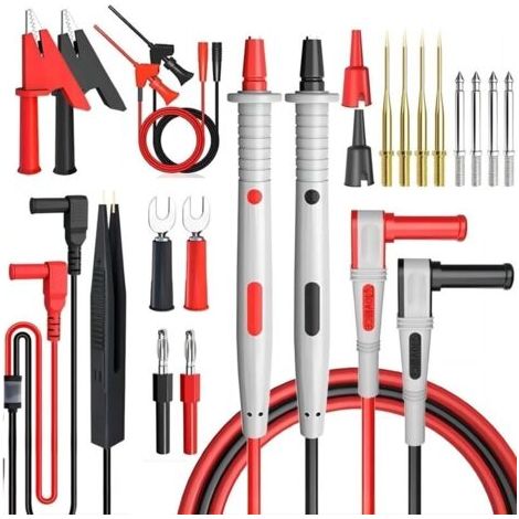 Kit de Cordons de Mesure Multimètre électrique - 24 en 1 Cordon de Test avec Pinces Crocodile Sonde de Test Cable multimètre à fiche Banane - pour testeurs de Tension (1/5)