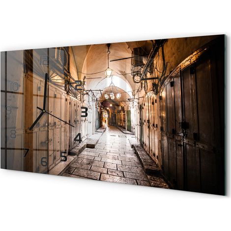 Horloge Murale Salle à Manger 60x30 cm Verre Trempé Design Contemporain Jérusalem (1/5)