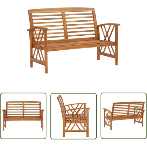 The Living Store Banc de jardin 119 cm bois d'acacia solide - Banc De Jardin - Banc Extérieur - Mobilier De Jardin - Acacia Massif - Banc En Bois (1/5)