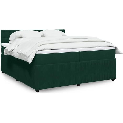 vidaXL Sommier à lattes de lit et matelas Vert foncé 200x200cm Velours (1/5)