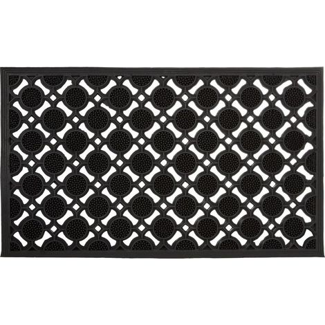 Paillasson en caoutchouc antidérapant Résistant aux intempéries Dimensions 75 x 45 cm Pour intérieur et extérieur Couleur noir (1/5)
