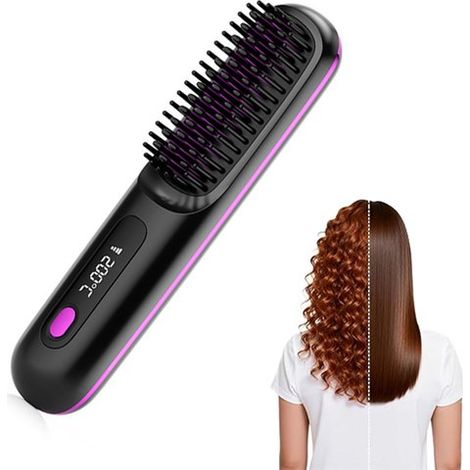 Lisseur à cheveux - Lisseur sans fil - Lisseur noir - Lisseur chauffant noir - Céramique/Plastique noir (1/5)