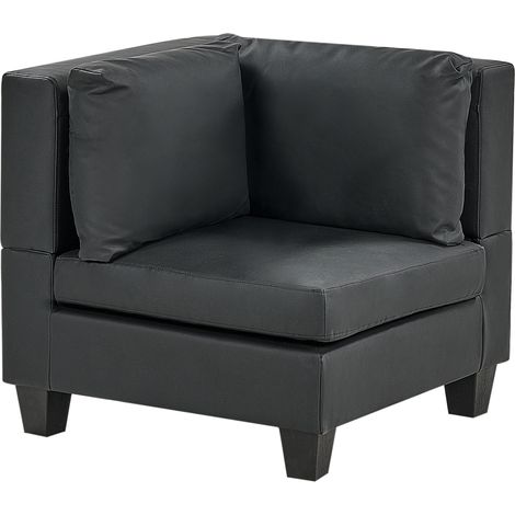 Sillón modular esquinero de piel sintética 1 plaza acolchado con cojín negro Unstad (1/5)