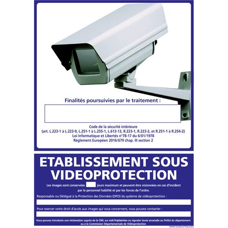 PANNEAU ETABLISSEMENT SOUS VIDEO PROTECTION (G1226) - Adhésif - 75 x 105 mm