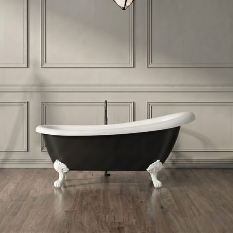 Bañera con patas RICHMOND NEGRA  171 cm patas ÁGUILA BLANCAS