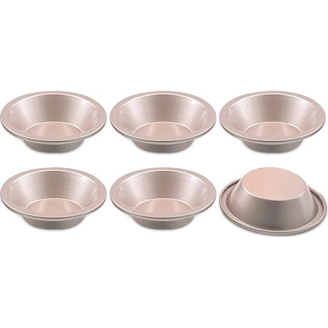 Moule Antiadhésif pour Hamburger Moule à Muffin Moule à Tarte aux Œufs Bakeware Polyvalent pour Pain de Hamburger Popover Poêle Muffin Cupcake Pudding Mousse Gelée etc Plat Rond Set de 6 Pièces 10cm,P (1/5)