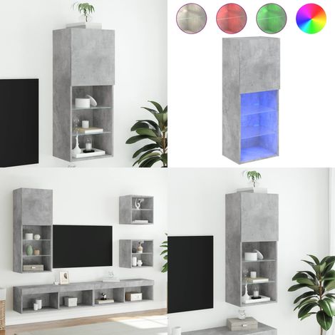 Meuble TV avec lumières LED gris béton 40,5x30x102 cm - Meubles Tv - Meuble Tv - Support Tv - Meuble Hifi - Lumieres Led - Home & Living (1/5)
