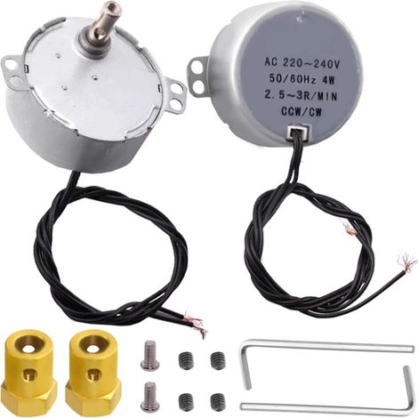 2 Pièces TYC50 Moteur Synchrone 2.5-3RPM AC 220240V 50/60Hz 4W CW/CCW Moteur à aimant permanent à engrenage rotatif avec connecteur de couplage flexible de 7 mm (1/5)