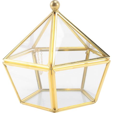 Glass ring box for weddings with an immortelle flower design (1/5)