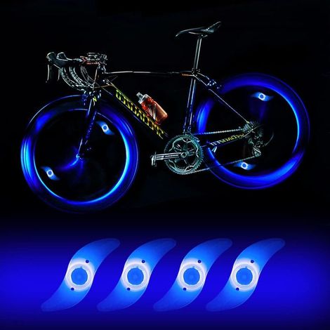 x LED-Fahrradspeichenlichter, wasserdichte LED-Fahrradspeichenlichter mit 3 Blinkmodi, LED-Fahrradspeichenlampe für Erwachsenen- und Kinderfahrräder – Blau (1/5)