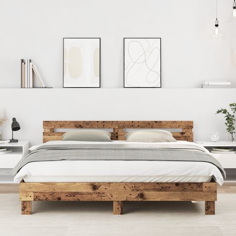 Bettgestell mit Kopfteil Altholz 180 x 200 cm Holzwerkstoff vidaXL (1/5)