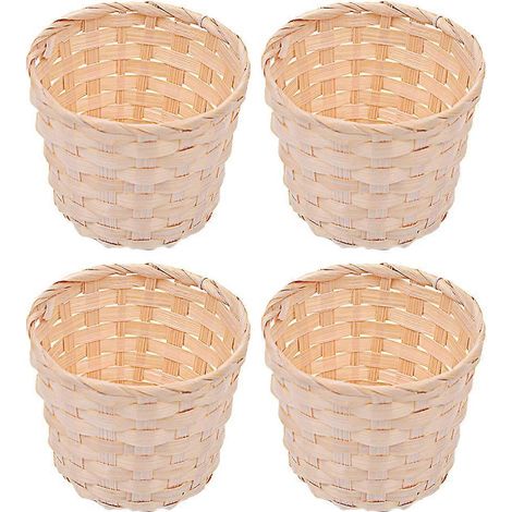 Lot de 4 petits paniers tressés portables pour bureau, paniers décoratifs pour compositions florales-7.5x7.5x6cm