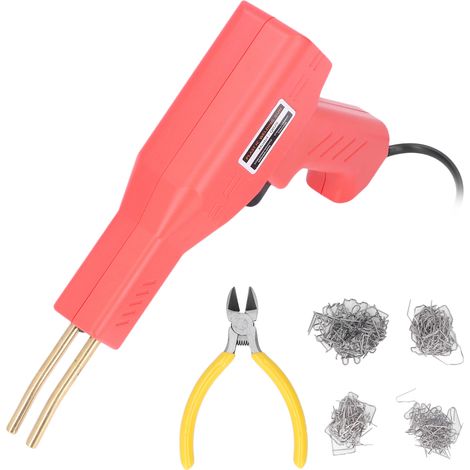 Kit de Soudure Plastique pour Pare-Choc Voiture 50W, Machine à Souder avec Pince et Agrafes, Rouge, pour Auto et Moto – Fiche Ronde 2 Broches UE 220V (1/5)