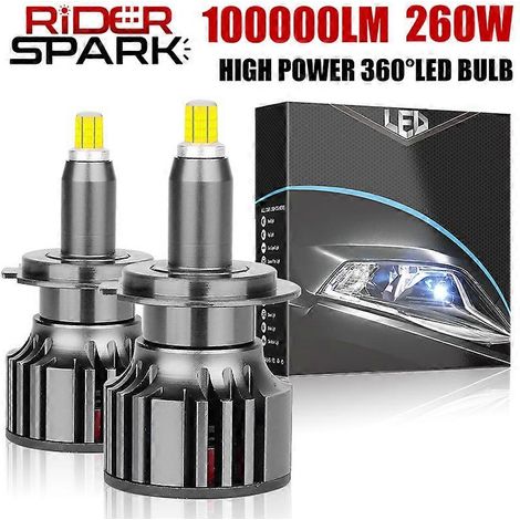 Ampoules de phares de voiture LED H7 Canbus 360 H4 H1 100 000 lm 260 W HB3 HB4 9012 Turbo avec lentille de projecteur H11 9005 6 000 K - AquaForge (1/4)