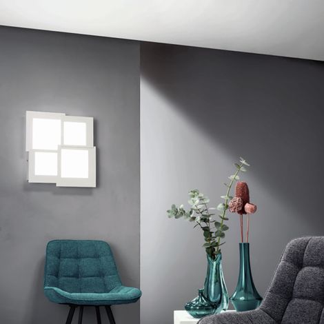 Plafoniera Led in metallo Bianco e diffusore in acrilico PASSPARTOU 44x44 cm (1/3)