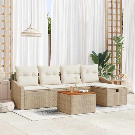 Set Divano da Giardino 6 pz Beige polyrattan vidaXL (1/5)