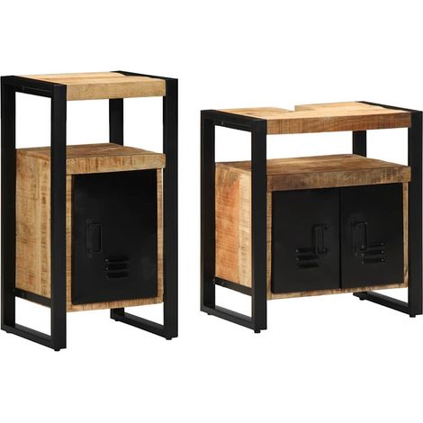 Maison Exclusive - Badezimmermöbel-Set 2 pcs Braun Massives rohes