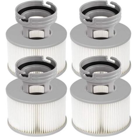 Lot de 4 filtres pour spa gonflable + adaptateur à visser inclus – Compatible avec tous les spas MSPA actuels, remplacement hautement efficace pour pompe à filtre (1/5)
