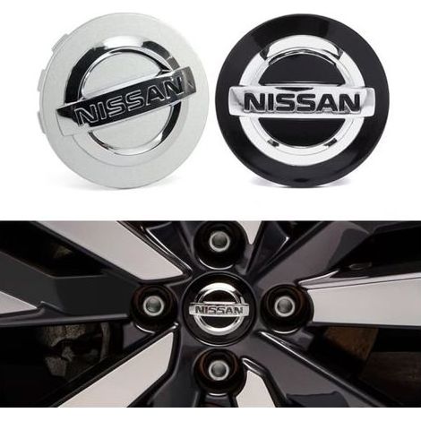 Set of 4 Nissan Navkapslar / Hjulnavs emblems - 54 mm silver (1/5)