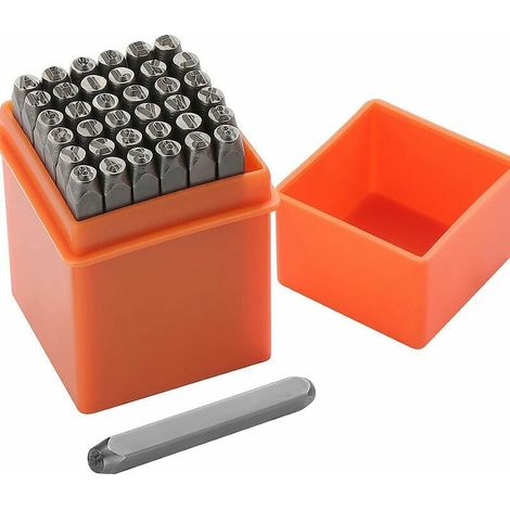 37 poinçons lettres et chiffres métal, 3 mm, A-Z + 0-9 + &, pour cuir bois plastique métal (1/5)