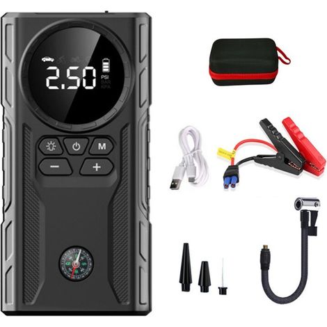 Pompa ad aria per auto senza fili da 10.000 mAh con luce di emergenza, gonfiatore per pneumatici di auto, biciclette e palloni. (1/2)