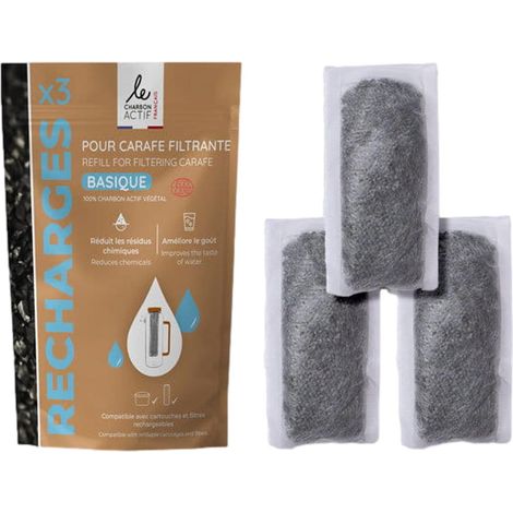 Lot De 3 Recharges Pour Carafe Filtrante Au Charbon Actif - Basique (1/5)