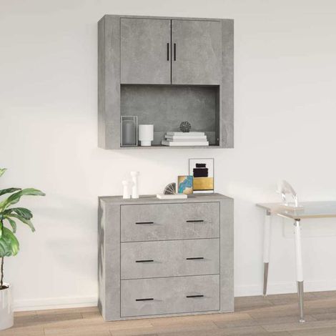 vidaXL Armoire murale Gris béton 80x33x80 cm Bois d'ingénierie (1/5)