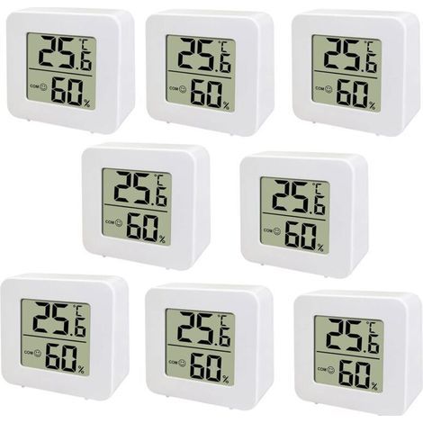 Ulisem Mini-LCD-Thermometer, digitales Thermometer-Hygrometer für Innenräume, Temperatur- und Feuchtigkeitsmesser – 454515MM – 8 Stück (1/4)