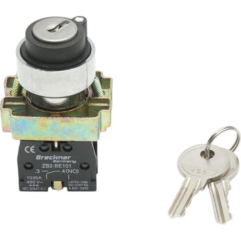 Selettore a 2 posizioni con blocco e chiave 1NO, 400V/10A, LAY5-BG41 Breckner Germany (1/5)