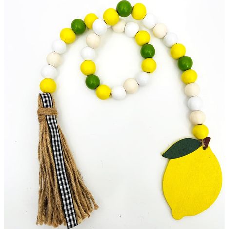 Lemon Wood Bead String - Natural Wooden Bead Pendant - Home Decor Accessory For Shelves Fireplaces Vases - 1 Piece (1/3)