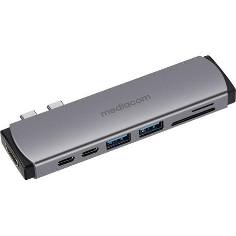 Mediacom MD-M201 base para portátil y replicador de puertos Alámbrico USB 3.2 Gen 1 (3.1 Gen 1) Type-C Aluminio (1/2)
