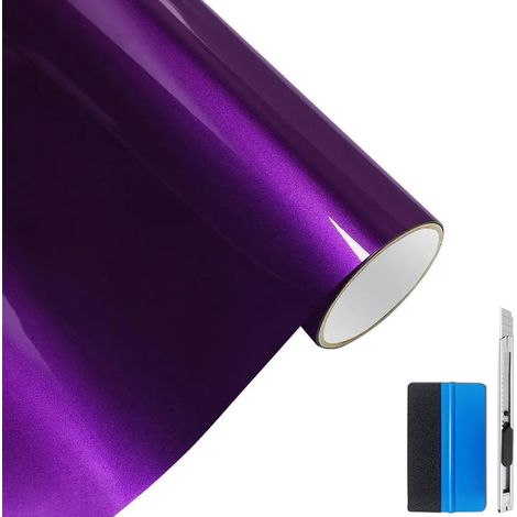 Ultra Glossy Bubble Free Vinyl Wrap Car Film Sticker Outdoor Accessory (Purple) 30x150cm (1/5)