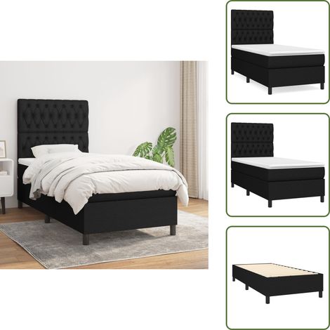Boxspringbett mit Matratze Schwarz 100x200 cm Stoff - Boxspringbett - Doppelbett - Schlafraum - Bettenausstattung - Bettwaren (1/5)