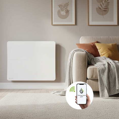 Radiateur électrique connecté 1500W double système de chauffe horizontal Blanc Cira (1/5)