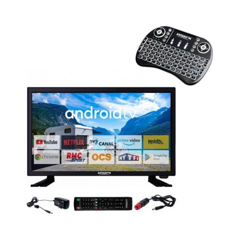 Pack ANTARION TV LED 21.5" 54cm Téléviseur HD Connecté 12V + Clavier Ergonomique (1/5)