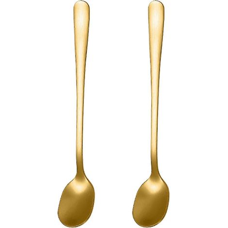 Lot de 2 cuillères à café en acier inoxydable de qualité alimentaire, avec long manche ergonomique et antidérapant. (1/3)