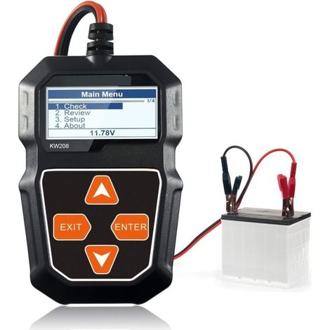 12-V-Autobatterietester, KW208 Batteriespannungstester 100-2000 CCA Kfz-Lichtmaschinentester Batterieanalysator (1/4)