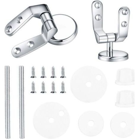 Charniere Abattant WC, Kit Fixations Remplacement pour WC Abattant, Charnière WC Fixations, pour Sièges de Toilette en Résine de Bois - 2 Pcs (1/4)