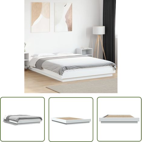 The Living Store Bettgestell Weiß 120x190 cm Holzwerkstoff - Holzbettfassungen - Betträume - Doppelbett - Einzelbett - Weißes Bettgestell (1/5)