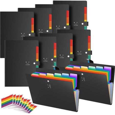Trieur 7 Compartiments A4, 10Pcs Amélioré Plastique extensible accordéon dossiers de fichiers Document Organiseur Classeur et trieur à documents 7 poches avec fermeture Snap pour l'école (1/5)