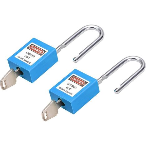 Sicherheitsvorhängeschloss 2er Pack, gleichschließend, Stahlbügel, blau