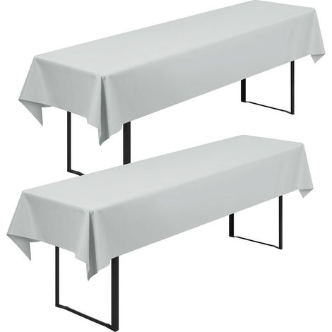 Set de 2 housses de table de bière 250x100cm Gris Clair, Polyester, Lavable