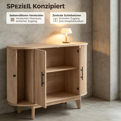 Buffet de salon, console d'entrée, petit meuble de salle à manger, meuble de rangement ovale à 4 portes et étagère réglable (uniquement avec le meuble de salle à manger) (1/5)