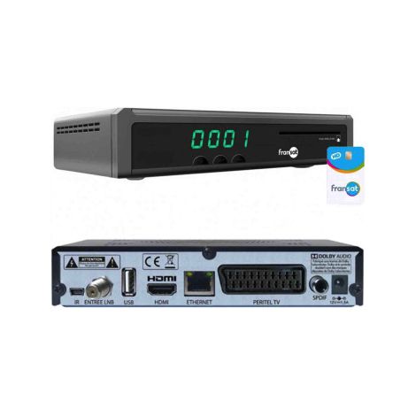 Optex – Décodeur TNT satellite HD avec carte Viaccess FRANSAT PC7 – Réception chaînes FRANSAT et gratuites – Enregistrement sur USB – HDMI, RJ45 (1/3)